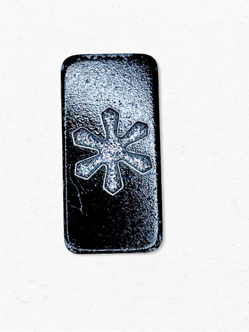 6166gc. Black Snowflake Domino Brooch